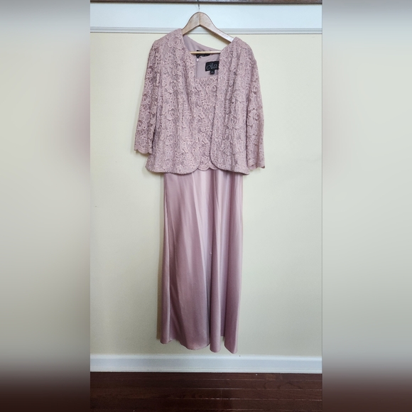 Alex Evenings Blush Pink 3/4 Sleeve Wedding Gown Mother Of Bride - Picture 4 of 4